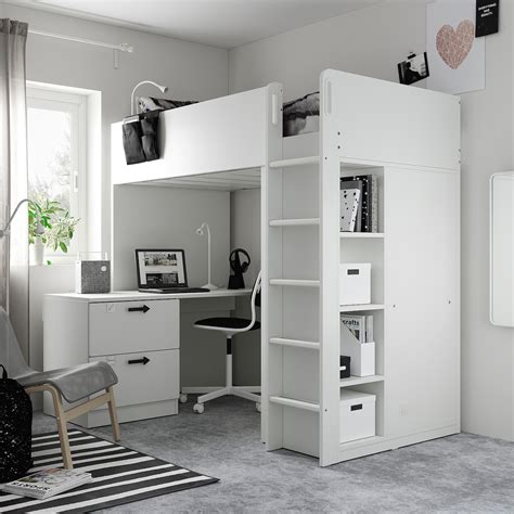 loft bed desk white